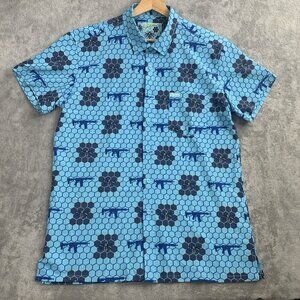 Retro Rifle Shirt Mens Large Sting Op V2 Button Down Bee Honeycomb Pocket Casual